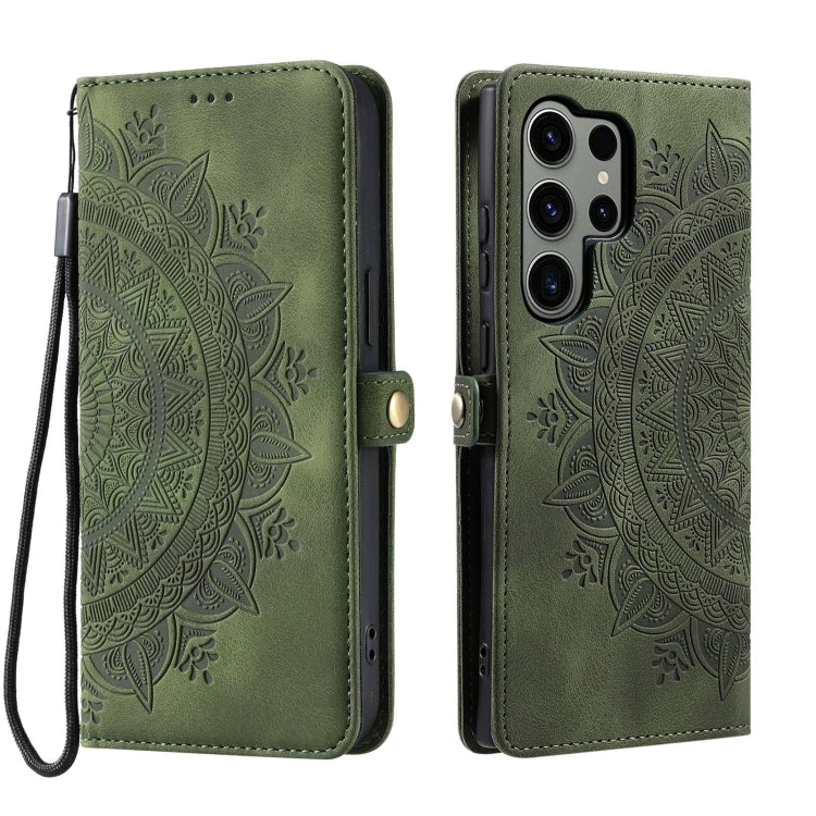 For Samsung Galaxy S25 Ultra 5G Skin Feel Totem Embossed Leather Phone Case(Deep Green) by buy2fix