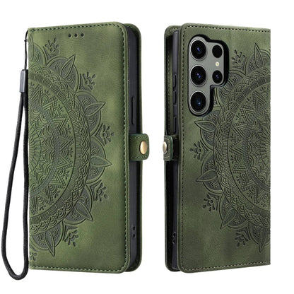For Samsung Galaxy S25 Ultra 5G Skin Feel Totem Embossed Leather Phone Case(Deep Green) by buy2fix