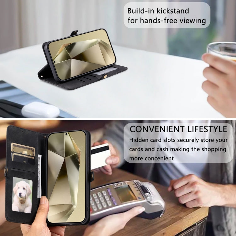 For Samsung Galaxy S25 Ultra 5G Skin Feel Totem Embossed Leather Phone Case(Black) by buy2fix