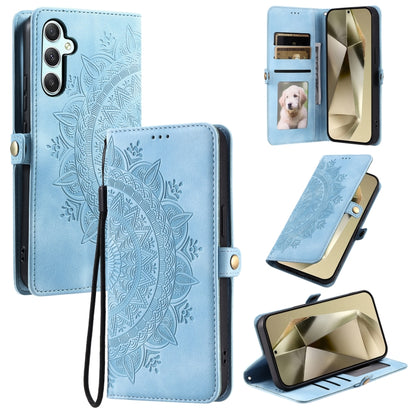 For Samsung Galaxy S25 5G Skin Feel Totem Embossed Leather Phone Case(Blue) by buy2fix