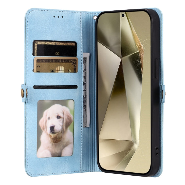 For Samsung Galaxy S25 5G Skin Feel Totem Embossed Leather Phone Case(Blue) by buy2fix