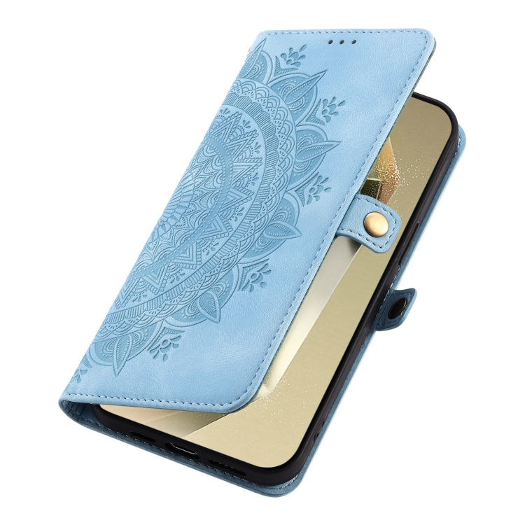 For Samsung Galaxy S25 5G Skin Feel Totem Embossed Leather Phone Case(Blue) by buy2fix