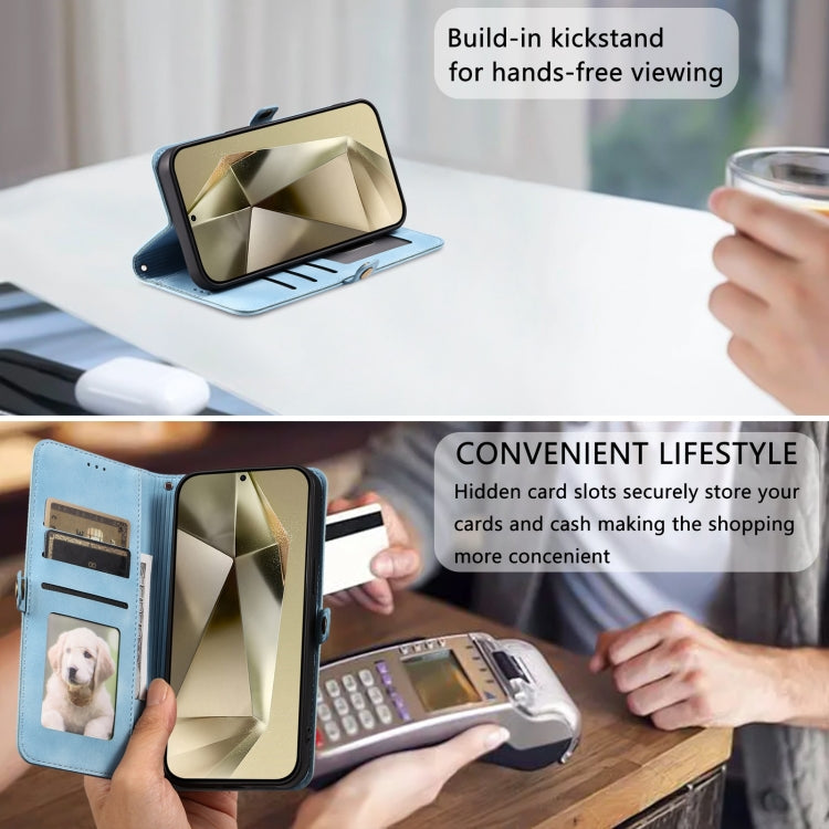 For Samsung Galaxy S25 5G Skin Feel Totem Embossed Leather Phone Case(Blue) by buy2fix