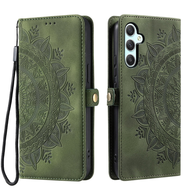 For Samsung Galaxy S25+ 5G Skin Feel Totem Embossed Leather Phone Case(Deep Green) - Galaxy S25+ 5G Cases by buy2fix | Online Shopping UK | buy2fix