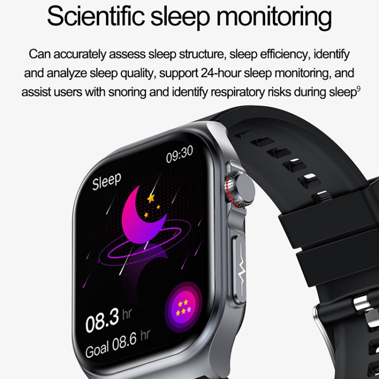 ET585 2.04 inch Steel Strap IP68 Waterproof Smart Watch, Support ECG / Blood Composition Measurement(Black) by buy2fix