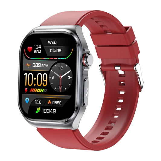 ET585 2.04 inch Silicone Strap IP68 Waterproof Smart Watch, Support ECG / Blood Composition Measurement(Red) by buy2fix