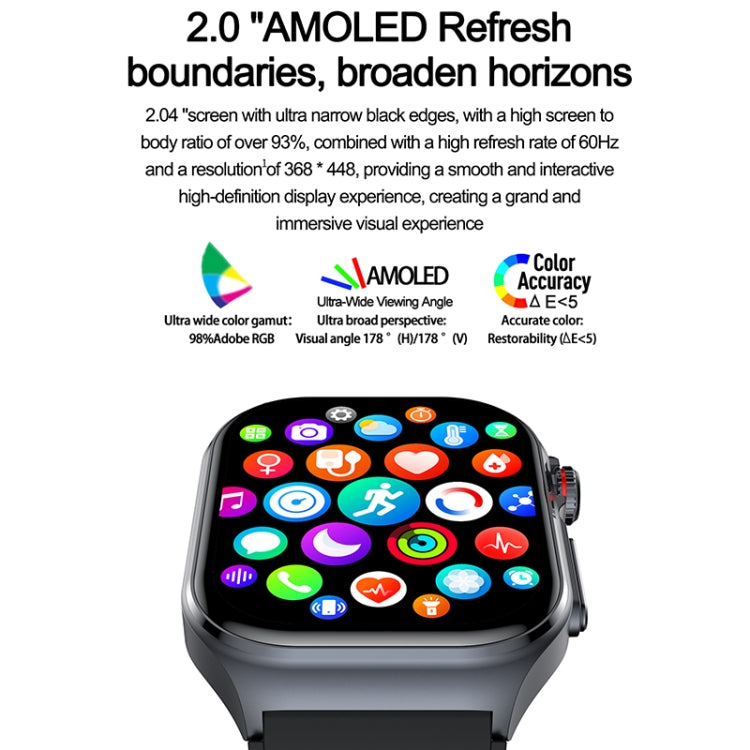 ET585 2.04 inch Silicone Strap IP68 Waterproof Smart Watch, Support ECG / Blood Composition Measurement(Blue) by buy2fix