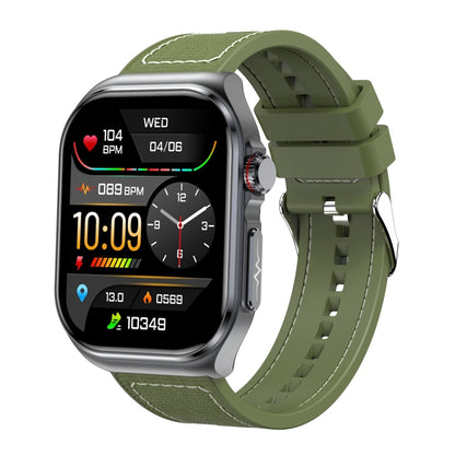 ET585 2.04 inch Nylon Strap IP68 Waterproof Smart Watch, Support ECG / Blood Composition Measurement(Green) by buy2fix
