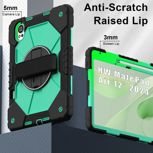 For Huawei MatePad Air 12 2024 Contrast Color Robot Silicone Hybrid PC Tablet Case(Black Mint Green) by buy2fix
