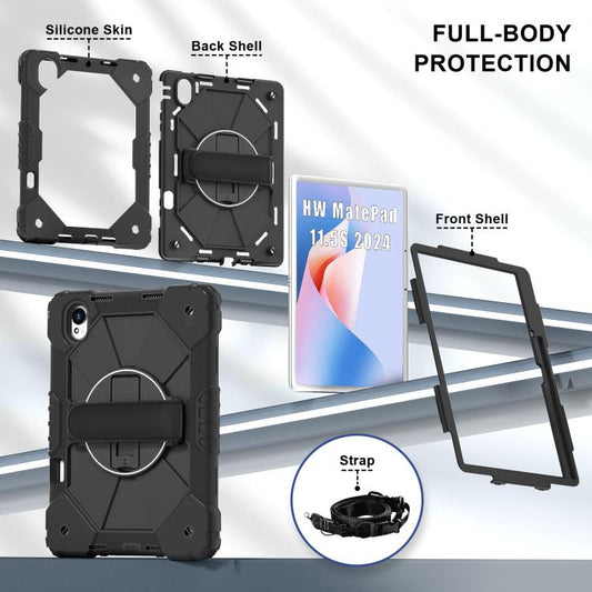 For Huawei MatePad 11.5 S Contrast Color Robot Silicone Hybrid PC Tablet Case(Black) - Huawei by buy2fix | Online Shopping UK | buy2fix