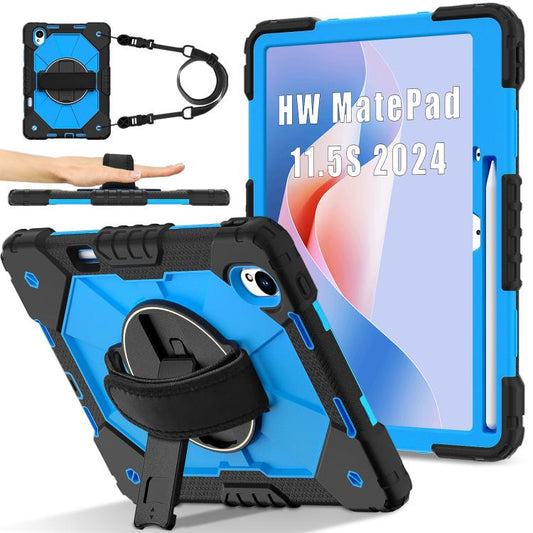 For Huawei MatePad 11.5 S Contrast Color Robot Silicone Hybrid PC Tablet Case(Black Blue) - Huawei by buy2fix | Online Shopping UK | buy2fix