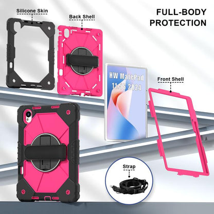 For Huawei MatePad 11.5 S Contrast Color Robot Silicone Hybrid PC Tablet Case(Black Rose Red) - Huawei by buy2fix | Online Shopping UK | buy2fix