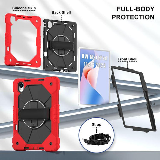 For Huawei MatePad 11.5 S Contrast Color Robot Silicone Hybrid PC Tablet Case(Red Black) - Huawei by buy2fix | Online Shopping UK | buy2fix