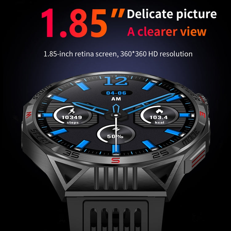 HT28 1.85 inch Silicone Strap IP68 Waterproof Smart Watch, Support Sleep Monitoring(Black) by buy2fix