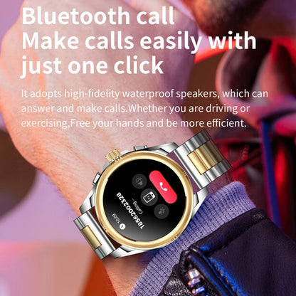 KC83 1.43 inch 1ATM Waterproof Smart Watch, Support Sedentary Reminder / Sleep Monitoring(Gold Steel Strap + Brown Leather Strap) by buy2fix