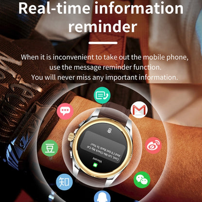 KC83 1.43 inch 1ATM Waterproof Smart Watch, Support Sedentary Reminder / Sleep Monitoring(Gold Steel Strap + Brown Leather Strap) by buy2fix
