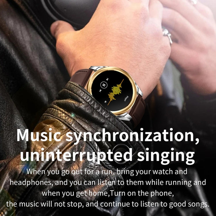 KC83 1.43 inch 1ATM Waterproof Smart Watch, Support Sedentary Reminder / Sleep Monitoring(Gold Steel Strap + Brown Leather Strap) by buy2fix