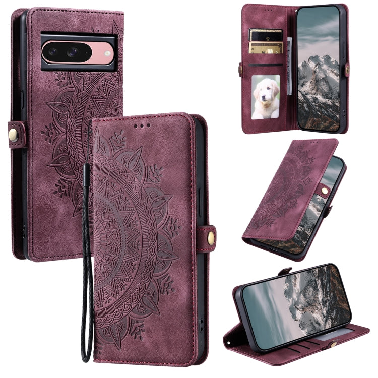 For Google Pixel 9 / 9 Pro Skin Feel Totem Embossed Leather Phone Case(Wine Red) by buy2fix