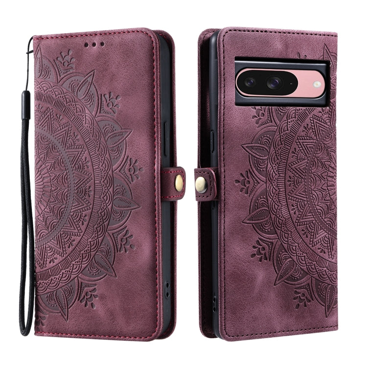 For Google Pixel 9 / 9 Pro Skin Feel Totem Embossed Leather Phone Case(Wine Red) by buy2fix