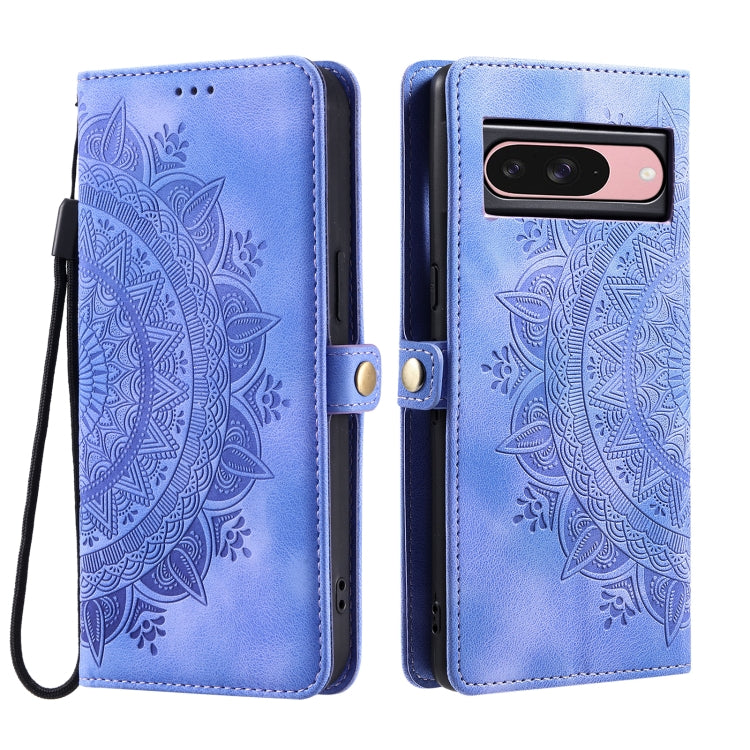 For Google Pixel 9 / 9 Pro Skin Feel Totem Embossed Leather Phone Case(Purple) by buy2fix