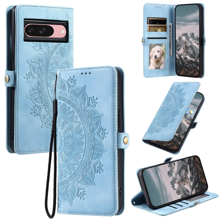 For Google Pixel 9 / 9 Pro Skin Feel Totem Embossed Leather Phone Case(Blue) by buy2fix