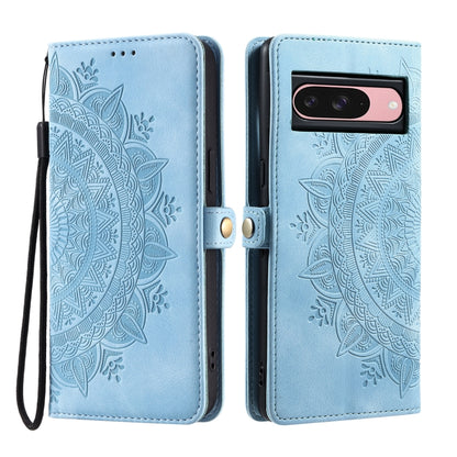 For Google Pixel 9 / 9 Pro Skin Feel Totem Embossed Leather Phone Case(Blue) by buy2fix