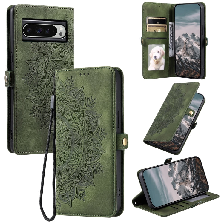 For Google Pixel 9 Pro XL Skin Feel Totem Embossed Leather Phone Case(Deep Green) by buy2fix