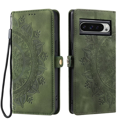 For Google Pixel 9 Pro XL Skin Feel Totem Embossed Leather Phone Case(Deep Green) by buy2fix
