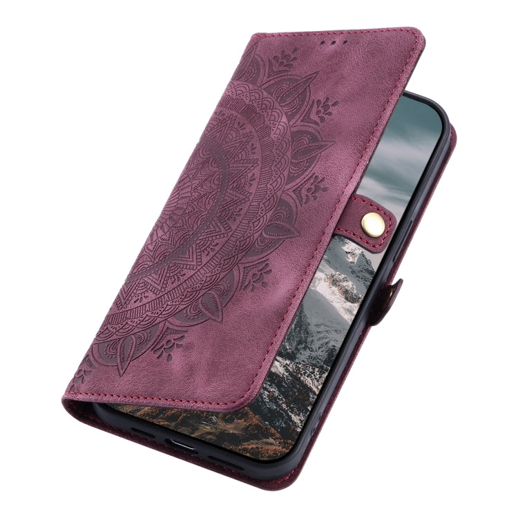 For Google Pixel 9 Pro XL Skin Feel Totem Embossed Leather Phone Case(Wine Red) by buy2fix