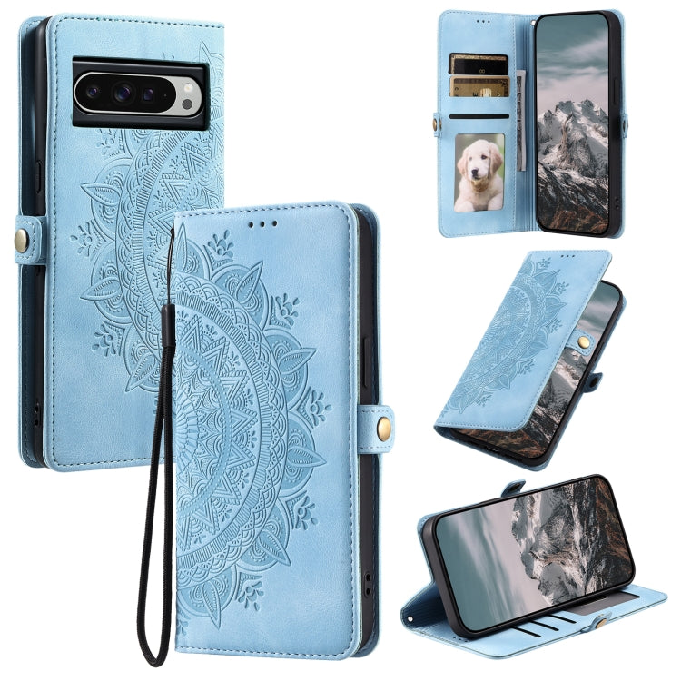 For Google Pixel 9 Pro XL Skin Feel Totem Embossed Leather Phone Case(Blue) by buy2fix