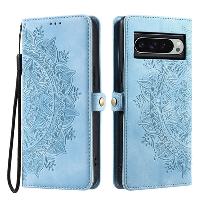 For Google Pixel 9 Pro XL Skin Feel Totem Embossed Leather Phone Case(Blue) by buy2fix