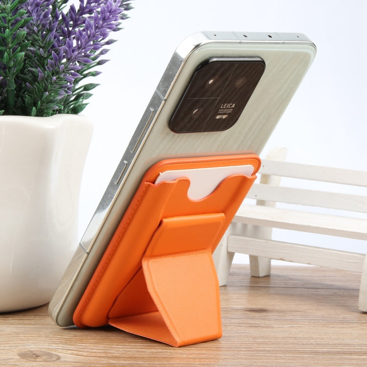 MagSafe Magnetic Wallet Card Hourglass Fold Holder Case(Orange) - Adhesive Card Holders by buy2fix | Online Shopping UK | buy2fix