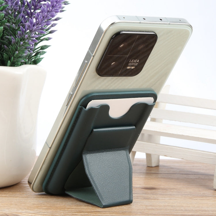 MagSafe Magnetic Wallet Card Hourglass Fold Holder Case(Deep Green) - Adhesive Card Holders by buy2fix | Online Shopping UK | buy2fix