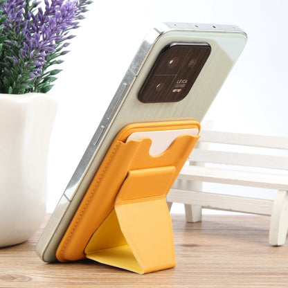 MagSafe Magnetic Wallet Card Hourglass Fold Holder Case(Yellow) - Adhesive Card Holders by buy2fix | Online Shopping UK | buy2fix
