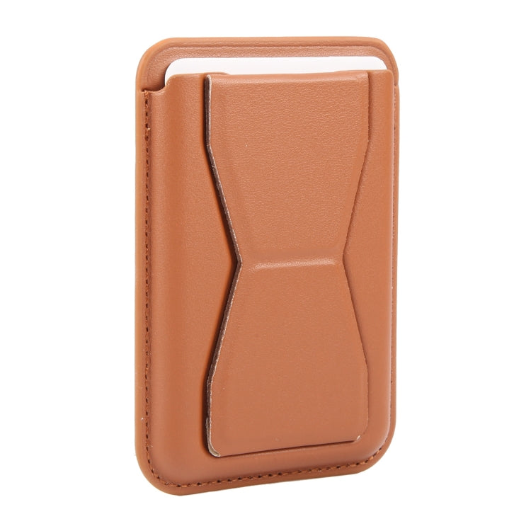 MagSafe Magnetic Wallet Card Hourglass Fold Holder Case(Brown) - Adhesive Card Holders by buy2fix | Online Shopping UK | buy2fix