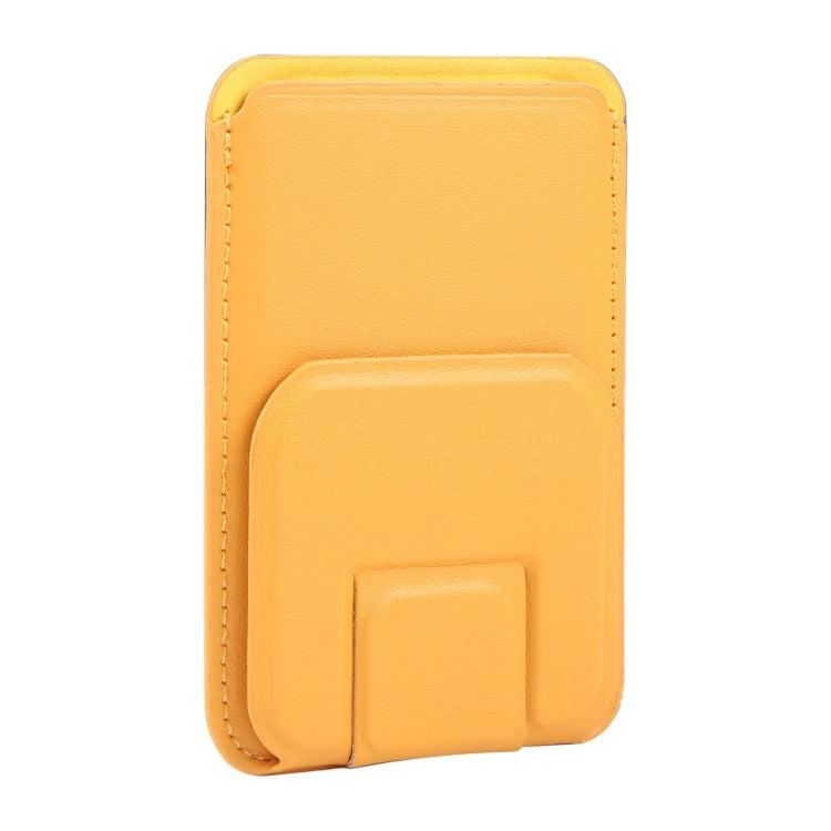 MagSafe Magnetic Wallet Card Square Fold Holder Case(Yellow) - Adhesive Card Holders by buy2fix | Online Shopping UK | buy2fix