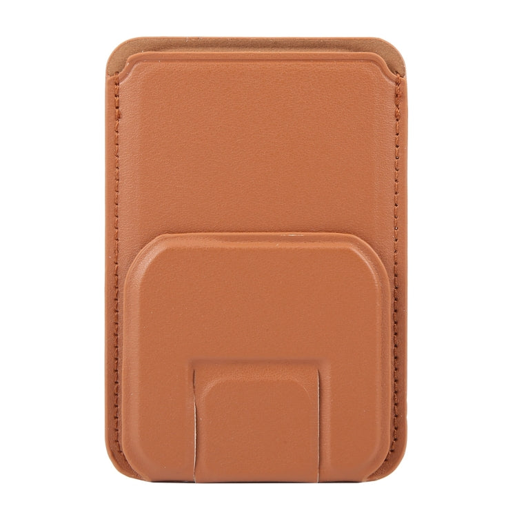 MagSafe Magnetic Wallet Card Square Fold Holder Case(Brown) - Adhesive Card Holders by buy2fix | Online Shopping UK | buy2fix