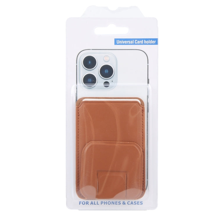 MagSafe Magnetic Wallet Card Square Fold Holder Case(Brown) - Adhesive Card Holders by buy2fix | Online Shopping UK | buy2fix