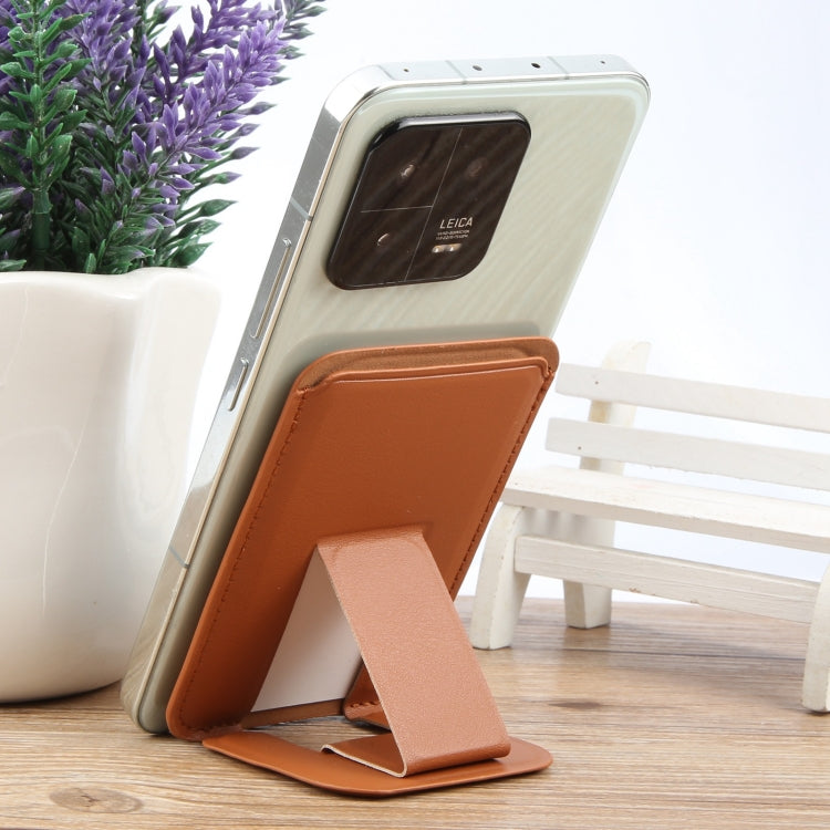 MagSafe Magnetic Wallet Card Square Fold Holder Case(Brown) - Adhesive Card Holders by buy2fix | Online Shopping UK | buy2fix