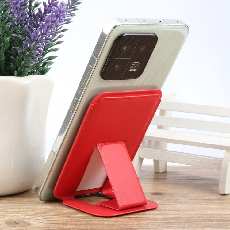 MagSafe Magnetic Wallet Card Square Fold Holder Case(Red) - Adhesive Card Holders by buy2fix | Online Shopping UK | buy2fix