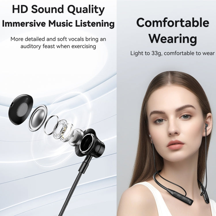 USAMS YQ24 YQ Series BT5.3 Neck-mounted Sports Bluetooth Earphone(Black) - Neck-mounted Earphone by USAMS | Online Shopping UK | buy2fix