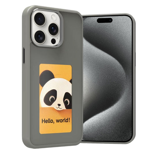 For iPhone 15 Pro Four-Color E-ink Screen NFC DIY Phone Case(Grey) - iPhone 15 Pro Cases by buy2fix | Online Shopping UK | buy2fix