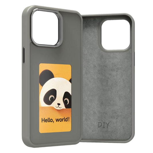 For iPhone 15 Pro Four-Color E-ink Screen NFC DIY Phone Case(Grey) - iPhone 15 Pro Cases by buy2fix | Online Shopping UK | buy2fix