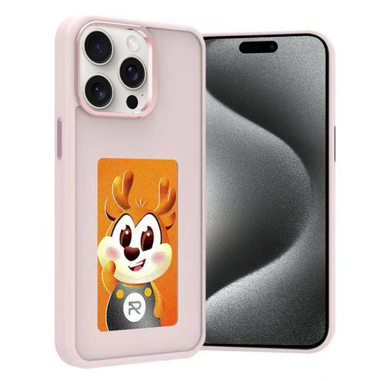 For iPhone 15 Pro Four-Color E-ink Screen NFC DIY Phone Case(Pink) - iPhone 15 Pro Cases by buy2fix | Online Shopping UK | buy2fix