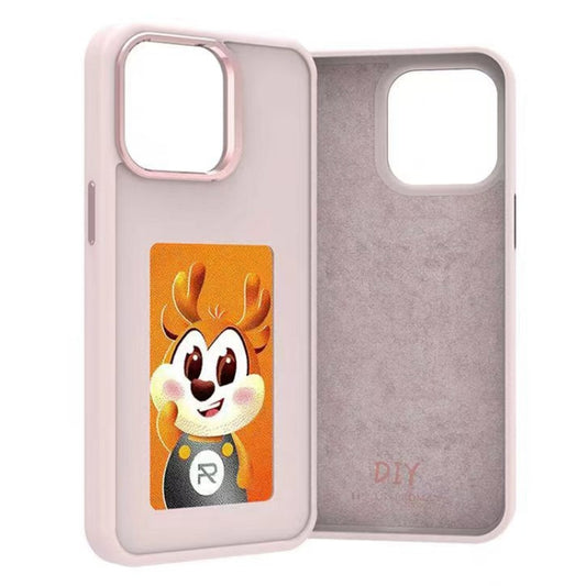 For iPhone 15 Pro Four-Color E-ink Screen NFC DIY Phone Case(Pink) - iPhone 15 Pro Cases by buy2fix | Online Shopping UK | buy2fix