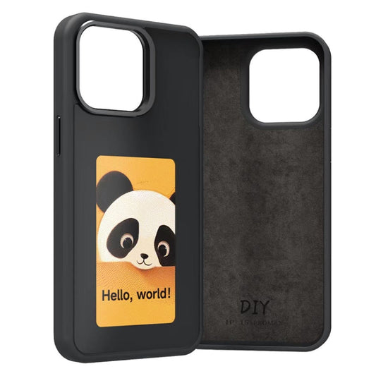 For iPhone 15 Four-Color E-ink Screen NFC DIY Phone Case(Black) - iPhone 15 Cases by buy2fix | Online Shopping UK | buy2fix