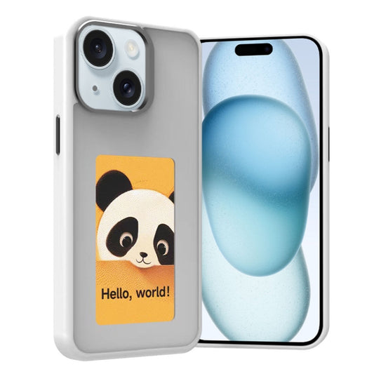 For iPhone 15 Four-Color E-ink Screen NFC DIY Phone Case(White) - iPhone 15 Cases by buy2fix | Online Shopping UK | buy2fix