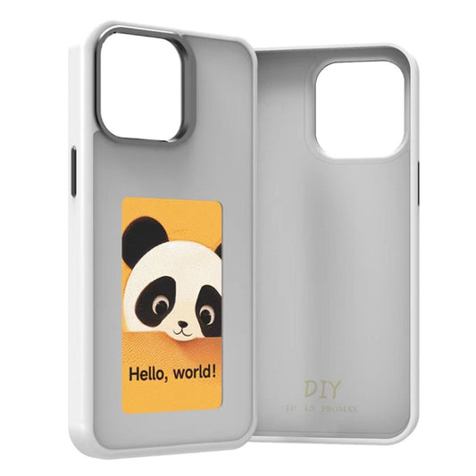 For iPhone 15 Four-Color E-ink Screen NFC DIY Phone Case(White) - iPhone 15 Cases by buy2fix | Online Shopping UK | buy2fix
