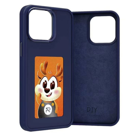 For iPhone 15 Four-Color E-ink Screen NFC DIY Phone Case(Blue) - iPhone 15 Cases by buy2fix | Online Shopping UK | buy2fix