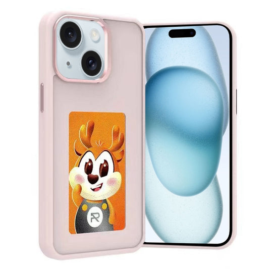For iPhone 15 Four-Color E-ink Screen NFC DIY Phone Case(Pink) - iPhone 15 Cases by buy2fix | Online Shopping UK | buy2fix